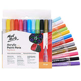 MONT MARTE Signature Acrylic Paint Pens, 12 Piece, Waterproof, Suitable for Most Surfaces Including Canvas, Card, Rocks, Fine Bullet Tip (1mm) MONT MARTE