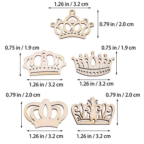 Samanter Crown Shape Wood Slices,Unfinished Wood DIY Craft 100pcs Samanter Lamantery