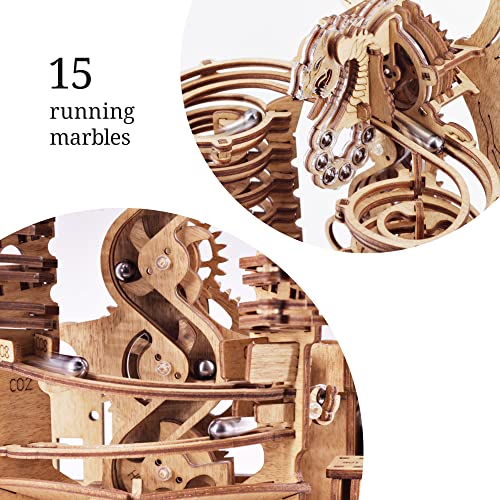 iDventure DIY Wooden Marble Run Dragon - 3D Mechanical Puzzle Kit for Adults & Teens - WoodArtSupply