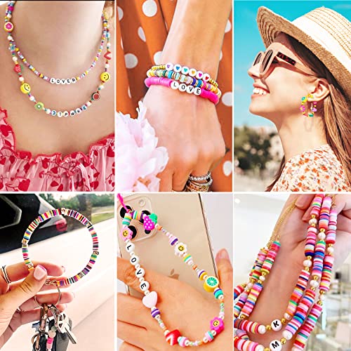 ARTDOT 1642 Pcs Clay Beads for 𝐅𝐫𝐢𝐞𝐧𝐝𝐬𝐡𝐢𝐩 𝐁𝐫𝐚𝐜𝐞𝐥𝐞𝐭𝐬 Jewelry Making, 24 Styles Assorted Polymer Preppy Beads Charms Kit Crafts for Kids Teen Girl ARTDOT