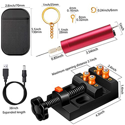Electric Resin Drill Set,Pin Vise for Resin Molds Jewelry Casting, YASPIT Anti-Skid Drill Press Vise, 210 PCS Keychain making Supplies, Precision - WoodArtSupply