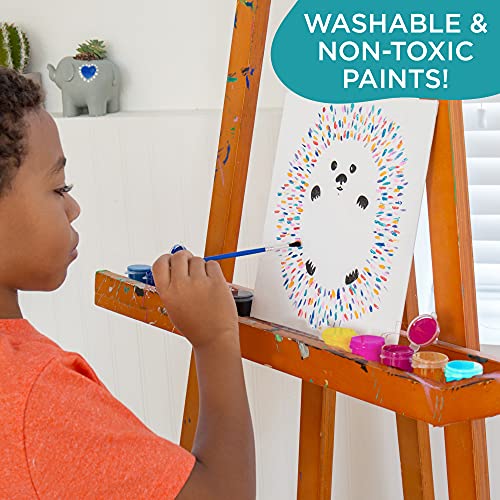 Horizon Group USA Paint and Paint Brushes for Kids, Bundle Pack Includes 7 Paint Brushes & 7 Washable Tempera Paint Strips with 5 Paint Pots Each, SAF