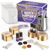 Roxy Epoxy DIY Candle Making Kit Gold - Complete Supplies Set to Make Your Own Candles - Includes 2lb Soy Wax, Candle Tins, Fragrances, Color Dyes, Roxy Epoxy