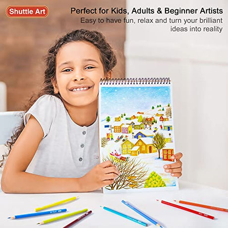 Shuttle Art 172 Colored Pencils, Soft Core Color Pencil Set for Adult Coloring Books Artist Drawing Sketching Crafting Shuttle Art