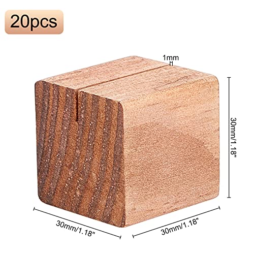 OLYCRAFT 20 Pcs Wood Place Card Holders Pine Wood Table Number Stands Saddle Brown Square Table Sign Stands for Wedding Dinner Home Party Events - WoodArtSupply