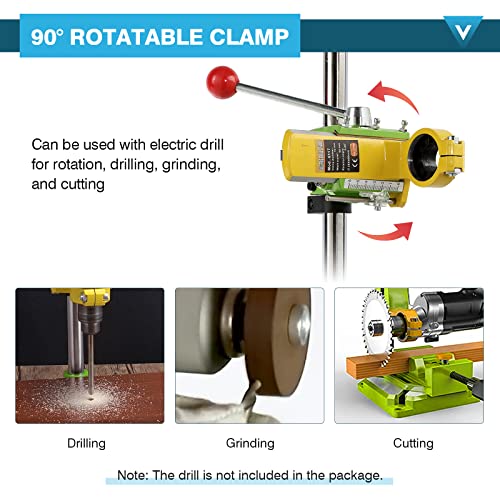 IRONWALLS Floor Drill Press Stand for Hand Drill, 90 Degree Rotating Adjustable Universal Bench Clamp Drill Holder Drill Press Adapter Workbench - WoodArtSupply