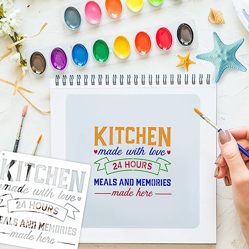 Farmhouse Kitchen Stencils Reusable Stencil for Painting on Wood, Large Wood Burning Stencils Craft Templates for Coffee Bakery Sign Dining Room eageus