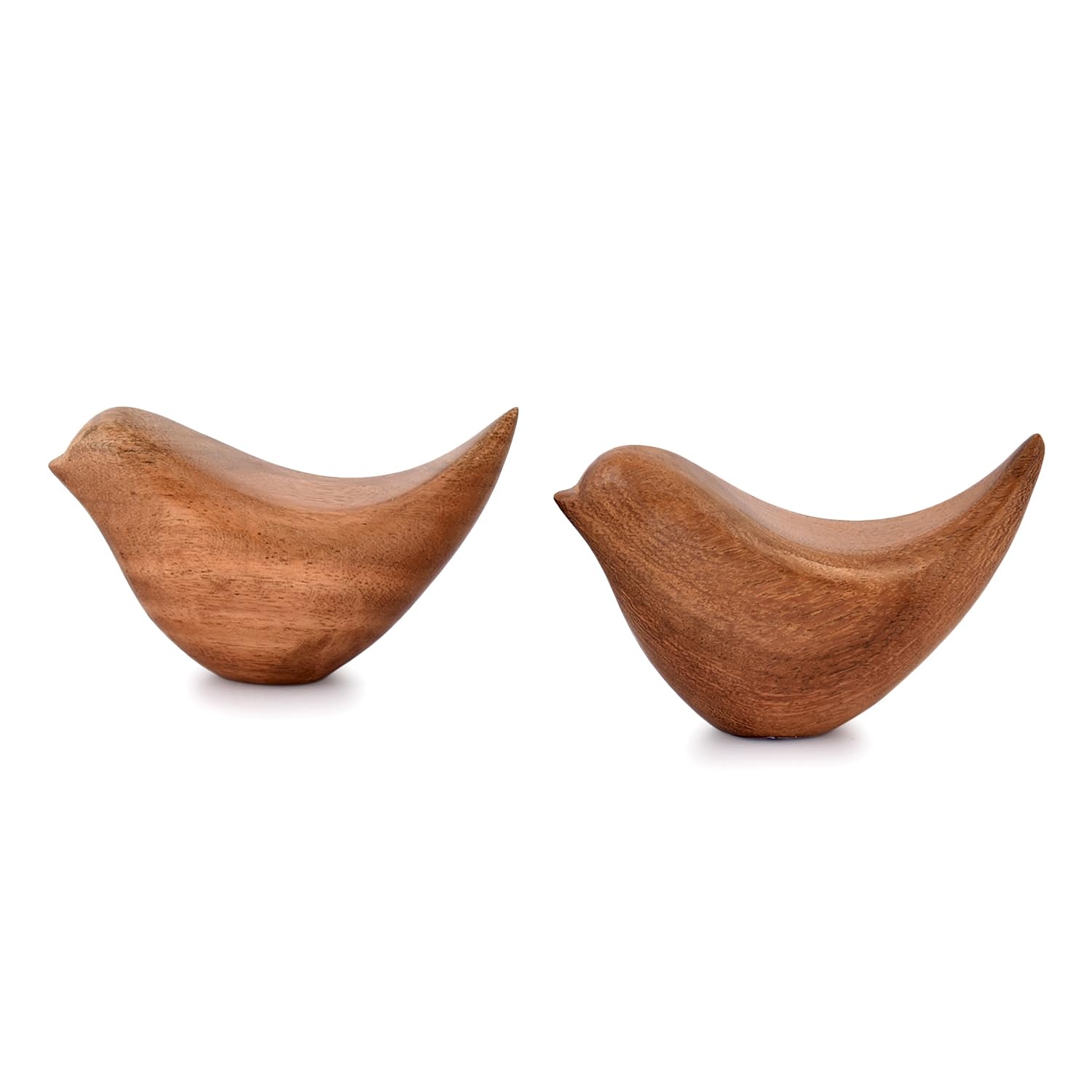 NIRMAN Acacia Wood Bird Statues Set Home Décor Bird Sculpture for Living Room, Bathroom, Office Modern Style Birds Decorative Ornaments (Set of 2) - WoodArtSupply