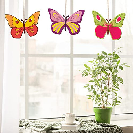 Large Size 7" Wooden Spring Ornaments to Paint, Butterfly Wooden DIY Blank Unfinished Round Wood Discs Ornament for Crafts Hanging Decorations(10PCS) Sophena