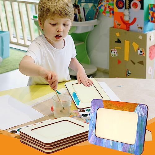 VOKOY 15 Pack Wooden Picture Frames for Crafts, 4" x 6" Photos Standing Postcard Picture Frame Set Unfinished DIY Keepsake Kit Decoratable Coards for - WoodArtSupply