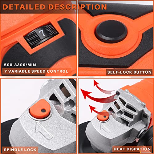 Buffer Polisher, Powerful Buffer Waxer, 7-Speed Rotary Polisher with 6" and 7" Backing Plate, 1580W Rotary Polisher for Car Polishing, Waxing, Glaze, EZISOE