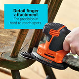 BLACK+DECKER Detail Sander, 1.2 Amp, 16,000 OPM, Compact Design, 3-Position Grip for Comfort, Includes Dust Collector, Corded (BDEMS600) BLACK+DECKER