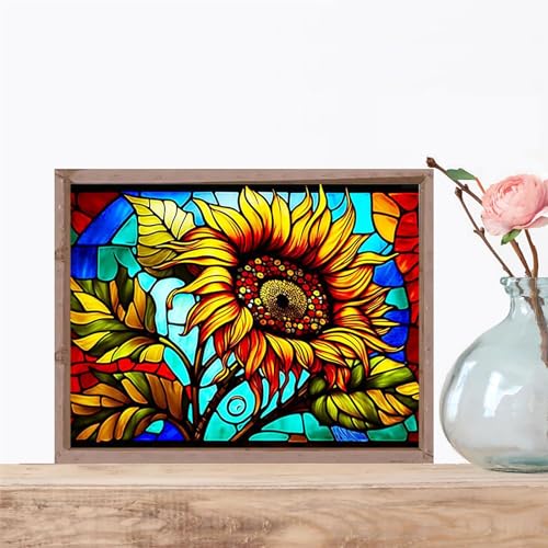 IPISSOI Diamond Painting Kits for Adults Stained Glass Sunflower Diamond Art Kits DIY 5D Full Drill Rhinestone Arts Crafts Gem Art Painting with - WoodArtSupply