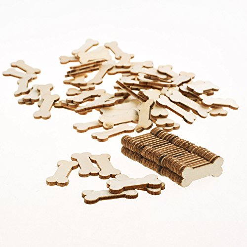 Cosmos Pack of 100 Unfinished Wood Dog Bone Cutouts Wood Craft for DIY Project Decoration and Painting - WoodArtSupply