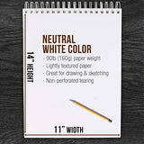 U.S. Art Supply 11" x 14" Top Spiral Bound Sketch Book Pad, Pack of 2, 30 Sheets Each, 90lb (160gsm) - Acid-Free Heavyweight Paper, Artist Sketching US Art Supply