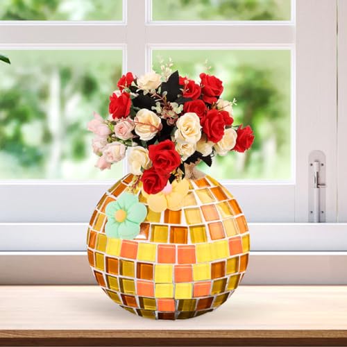 STOBAZA Glass Mosaic Tiles Unfinished Wood Bud Vase Mosaic Vase Kit Stained Mosaic Pieces for Home Decoration DIY Art Projects A STOBAZA