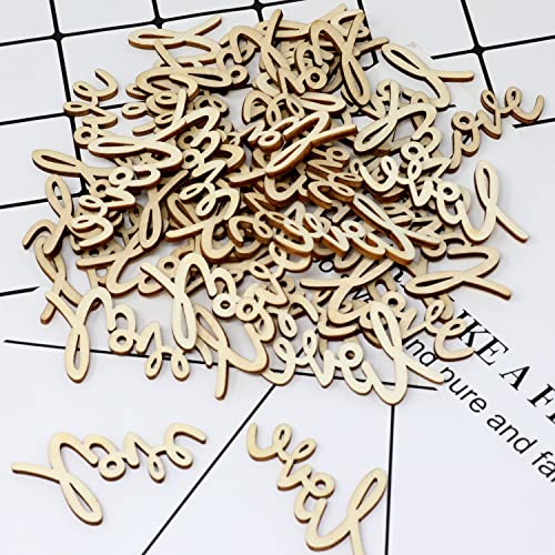 Honbay 40PCS Unfinished Love Wood Slices Blank Wooden Embellishments Gift Ornaments for Home Wedding Birthday Party Valentine's Day Decoration