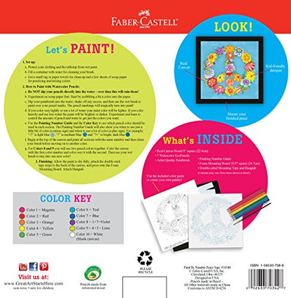 Faber-Castell Paint By Number Peace Kit - Watercolor Paint by Number for Kids - WoodArtSupply