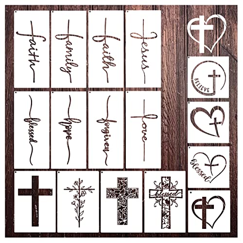 Christian Stencils Painting on Wood, Religious Bible Stencils for Journaling Reusable Motivational Saying Faith God Bible Verse Stencils for - WoodArtSupply