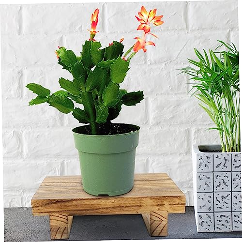 Operitacx Wooden Table Bracket Small Wood Step Succulent Plant Stand Black Tray Decor Small Plant Stand Wooden Flower Pot Planters for Indoor Plants Operitacx