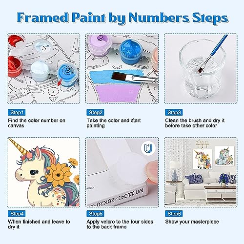  CRAFTBARN 2 Framed Paint by Numbers for Kids Ages 8-12 - Easy  to Follow Paint by Number for Adults and Kids - Paint by Numbers for Adults  - Unicorn Gift for
