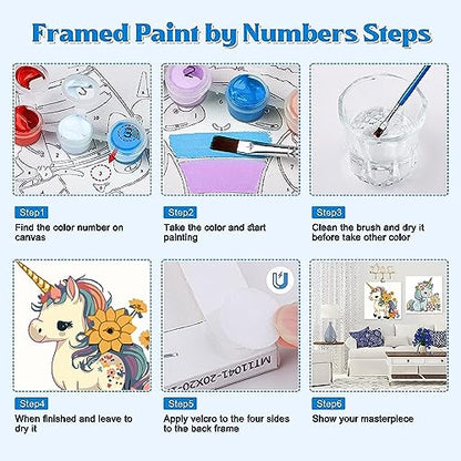 2 Pack Framed Paint by Numbers for Kids Ages 8-12,Easy Acrylic Paint by Number for Adults Beginners Canvas,Cartoon Animals Paint by Number for Kids - WoodArtSupply