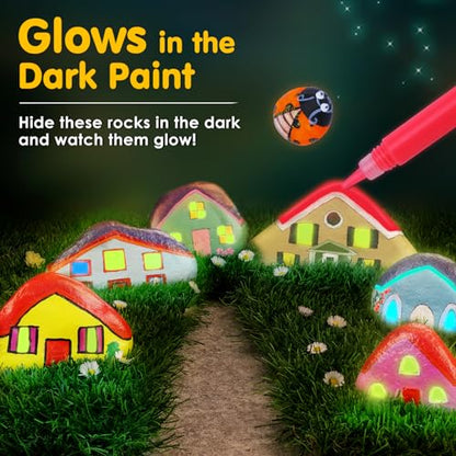 Kids Rock Painting Kit, Arts & Crafts Gifts for Girls and Boys Ages 4-12, Glow in The Dark Kids Activities Kits, Creative Art Paint Gifts Toys for - WoodArtSupply