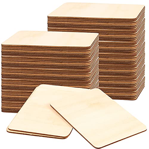 HOIGON 50 PCS Rectangle Unfinished Wood Pieces, 4 x 6 Inch Blank Basswood Wooden Sheets Wooden Cutout for Crafts, DIY, Painting