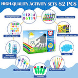 AROIC Washable Finger Paint set, 82 Pack Washable Kids Paint Set with 12 Color Finger Paints, Sponges, Paint Brushes, Waterproof Paint Apron, Palette AROIC