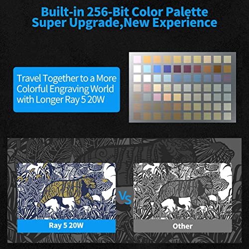 LONGER RAY5 130W Laser Engraver, 20W Output CNC Laser Cutter DIY Laser Engraving Machine, Exclusive 3.5" Touch Screen for DIY, Cutting Tool for Metal Longer