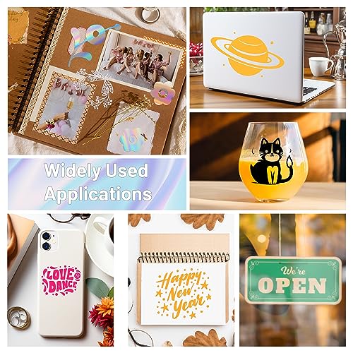 JAVIGA Holographic Silver Permanent Vinyl, 12" x 6FT Adhesive Vinyl Roll for All Cutting Machine, Cricut, Silhouette, Cameo Cutters, Home Outdoor JAVIGA