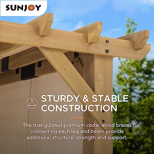 Sunjoy Cedar Pergola 10 x 11 ft. Wooden Hot Tub Pergola with Adjustable Canopy and Privacy Screen by SummerCove - WoodArtSupply