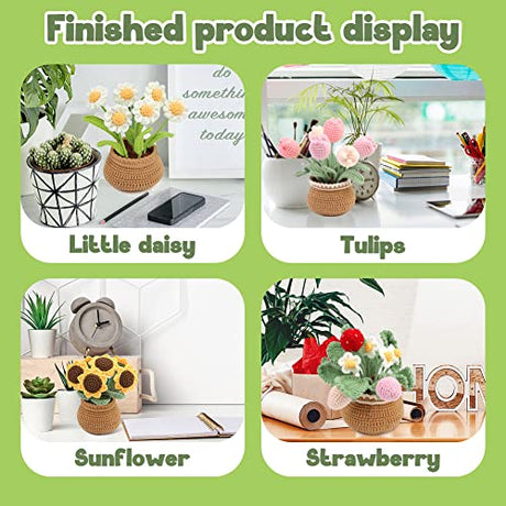 kgxulr Crochet Kit for Beginners, Tulip Crochet Starter Kit Beginner for Complete Beginners Adults, Crocheting Knitting Kit with Step-by-Step Video kgxulr