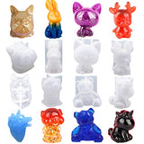 EuTengHao 20Pcs 3D Animal Resin Molds Tools Set Includes 8 Resin Casting Molds Large Clear Unicorn Epoxy Silicone Molds 2 Measurement Cup 10 Wood EuTengHao