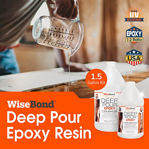 WiseBond - Epoxy Deep Pour Resin Kit, Crystal Clear Epoxy Resin for River Table, Live-Edge, Wood Furniture & More, Slow Cure UV Resistant Deep Pour WiseBond