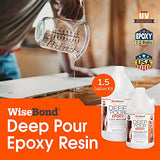 WiseBond - Epoxy Deep Pour Resin Kit, Crystal Clear Epoxy Resin for River Table, Live-Edge, Wood Furniture & More, Slow Cure UV Resistant Deep Pour WiseBond