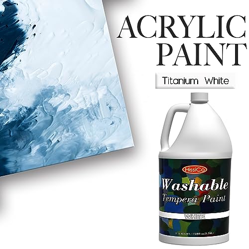 Washable Tempera Paint for Kids,Titanium White (128 oz/1 Gallon) Liquid Poster Paint, Non-Toxic Kids Paint with Fluorescent Glitter Metallic Neon