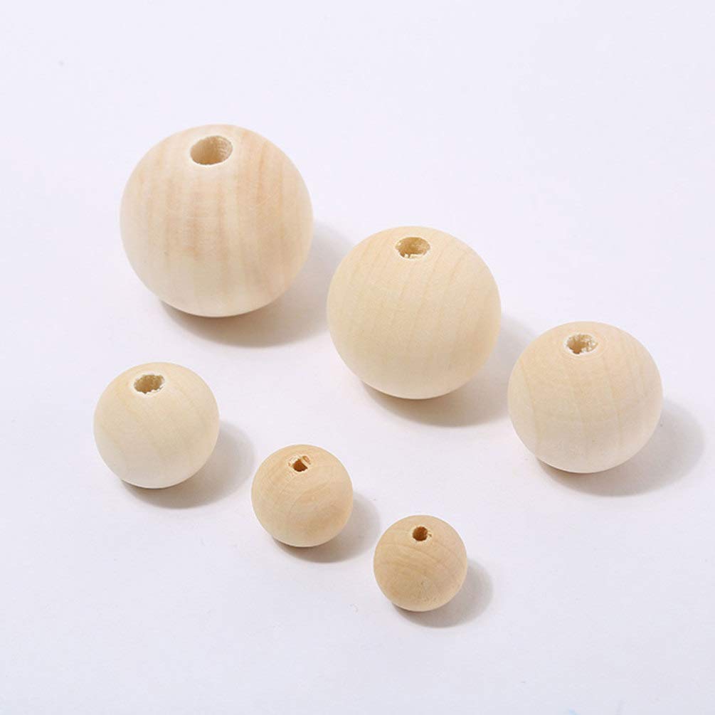Healifty 100pcs Wooden Jewelry Beads Natural Round Wood Beads Wood Jewelry Beads Unfinished Spacer Beads Unfinished Wood Beads Color Round Loose Healifty