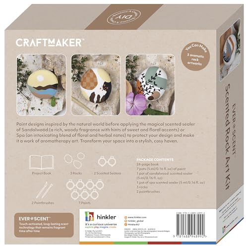 Craft Maker: Scented Rock Art Kit - DIY Rock Painting for Adults, All-in-1 Kit, Spa & Sandalwood Scented Sealers, Unique Easy-to-Follow Projects