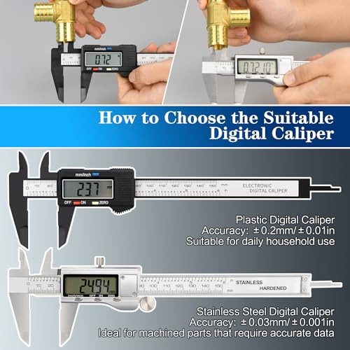 Digital Caliper, 1 Pack 6in Electronic Digital Caliper Measuring Tool, Construction with LCD Screen, Easy Switch from Inch to Millimeter(1 Pack, 6in - WoodArtSupply