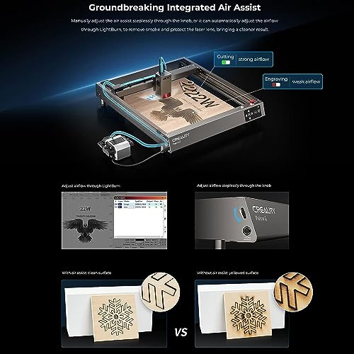 Creality Falcon 2 22W Laser Engraver,25000mm/min High Speed Laser Engraving Machine with Smart Air Assist,Flame Detection, Limit Switch, for Plywood - WoodArtSupply