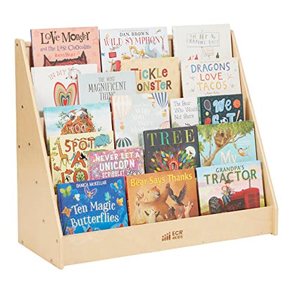 ECR4Kids Single-Sided Book Display, Classroom Bookshelf, Natural - WoodArtSupply