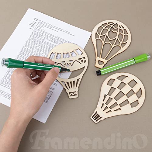 Framendino, 30 Pack Unfinished Wooden Cutouts Hot Air Balloon Shape Wood Pieces Balloon Cutout for DIY Craft Home Decoration Framendino