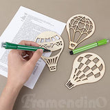 Framendino, 30 Pack Unfinished Wooden Cutouts Hot Air Balloon Shape Wood Pieces Balloon Cutout for DIY Craft Home Decoration Framendino