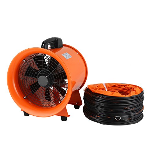 OrangeA Utility Blower Fan, 12 Inches, 520W 2295 CFM High Velocity Ventilator w/ 16 ft/5 m Duct Hose, Portable Ventilation Fan, Fume Extractor for - WoodArtSupply