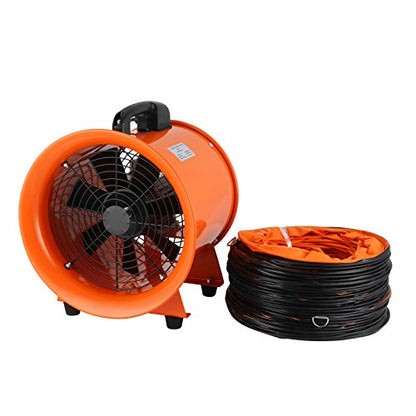 OrangeA Utility Blower Fan, 12 Inches, 520W 2295 CFM High Velocity Ventilator w/ 16 ft/5 m Duct Hose, Portable Ventilation Fan, Fume Extractor for - WoodArtSupply