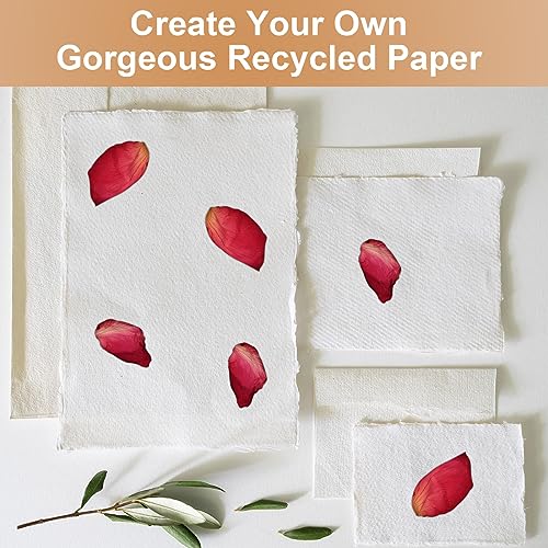 Caydo 3 Pieces Paper Making Kit, Including Paper Making Screen, Mould and Deckle with Mesh, Absorbent Sponge, Dried Flowers and Paints, 5 x 7 Inch,