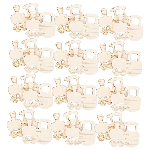 Amosfun 75 pcs Ornaments Letters Party Holiday Shape Pendant DIY Wooden Shaped Planks Projects Train Cutouts Unfinished Chips Tree Gift Slice for