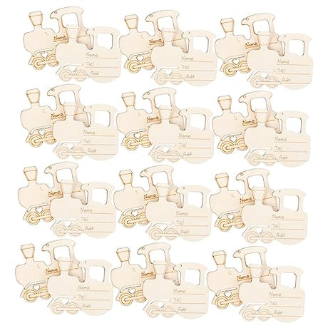 Amosfun 75 pcs Ornaments Letters Party Holiday Shape Pendant DIY Wooden Shaped Planks Projects Train Cutouts Unfinished Chips Tree Gift Slice for Amosfun