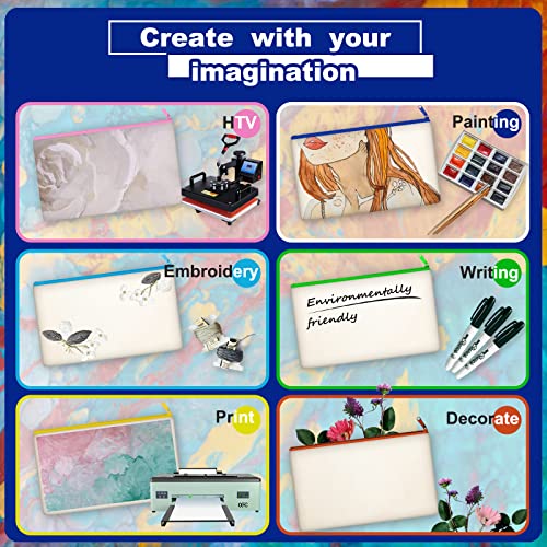 Legigo 10 Pack Blank DIY Craft Bag Canvas Pen Case Blank Makeup Bags - Canvas Pencil Bag Cotton Canvas Cosmetic Bag Multi-Purpose Travel Cosmetic Bag Legigo